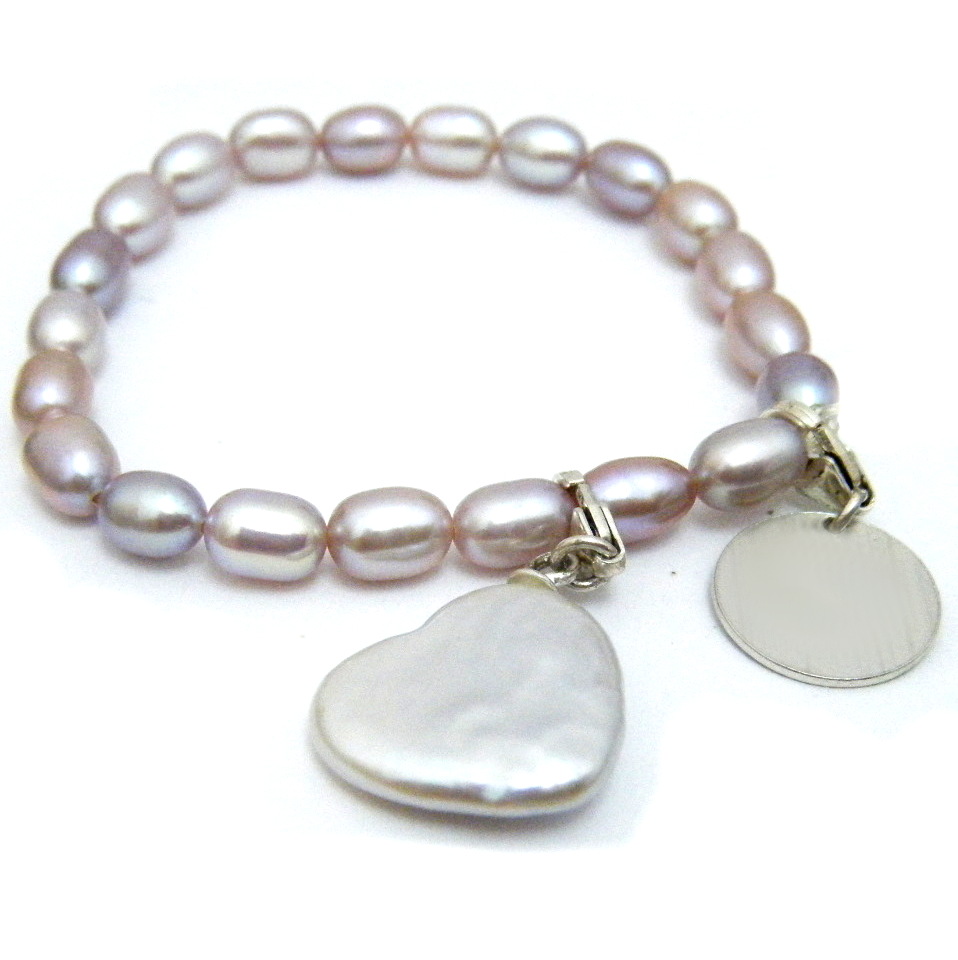 pink Elliptical Pearls and Clip Charms Bracelet